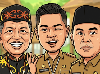 Foto karikatur Agustiar Sabran, Reza Prabowo, dan Sugianto Sabran terkait gugatan Citizen Lawsuit di Kalimantan Tengah.