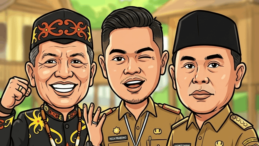 Foto karikatur Agustiar Sabran, Reza Prabowo, dan Sugianto Sabran terkait gugatan Citizen Lawsuit di Kalimantan Tengah.