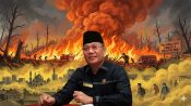 Foto anggota DPRD Kota Palangka Raya Hasan Busyairi sedang memberikan pernyataan terkait karhutla di Palangka Raya.