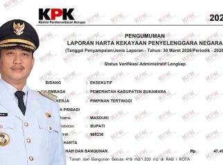Foto dokumen LHKPN KPK yang menampilkan profil pejabat Pemerintah Kabupaten Sukamara pada laporan kekayaan tahun 2025.