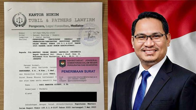 Foto Ari Yunus Hendrawan dan dokumen surat permohonan peninjauan PAW DPRD Kalimantan Tengah di Jakarta.