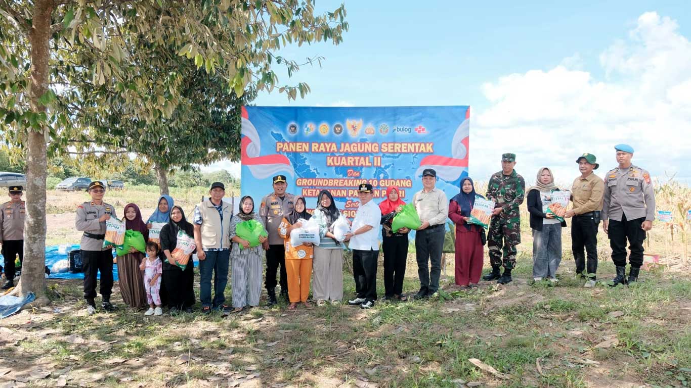 Foto Bupati Kapuas mengikuti panen jagung bersama warga di Desa Sei Asam.
