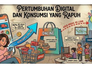 Ilustrasi Pertumbuhan Digital dan Konsumsi yang Rapuh