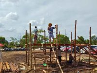 Foto pelaksanaan ritual Tiwah oleh masyarakat Dayak Ngaju di Palangka Raya.