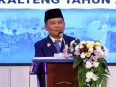 Gubernur Kalimantan Tengah H Agustiar Sabran berpidato pada peringatan HUT Bhayangkara.