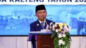 Gubernur Kalimantan Tengah H Agustiar Sabran berpidato pada peringatan HUT Bhayangkara.