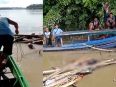 Jenazah terlihat mengapung di aliran sungai sebelum proses evakuasi oleh tim gabungan.