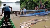 Jenazah terlihat mengapung di aliran sungai sebelum proses evakuasi oleh tim gabungan.