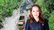 Kondisi truk angkutan barang bermuatan besar saat melintasi jalan raya lintas provinsi.
