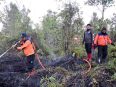 Petugas gabungan berupaya memadamkan kebakaran hutan dan lahan di Palangka Raya