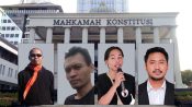 Empat pemohon uji materi UU Penanggulangan Bencana ke Mahkamah Konstitusi, Paulus Alfons Yance Dhanarto, Davit Purwodesrantau, Krismes Santo Sihaloho dan Damai Alam Usop.