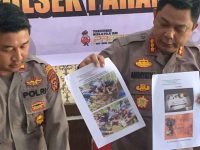 Polisi menggelar rilis kasus dugaan pembunuhan perempuan berinisial SS di Polsek Pahandut.